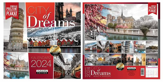 Kalendarz ścienny 2024 miesięczny Kukartka Classic Q City Of Dreams Kukartka