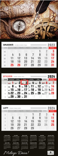 Kalendarz ścienny 2024 miesięczny Pan Kalendarzyk Antyczna Mapa Pan Kalendarzyk