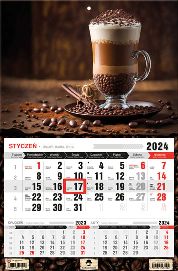 Kalendarz ścienny 2024 miesięczny Pan Kalendarzyk Caffe Latte Pan Kalendarzyk