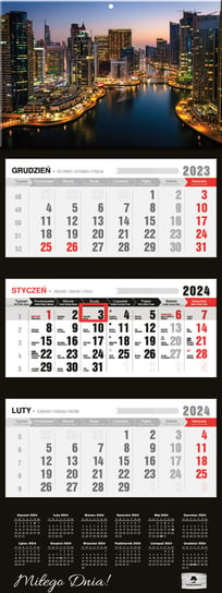 Kalendarz ścienny 2024 miesięczny Pan Kalendarzyk City Dubai Pan Kalendarzyk