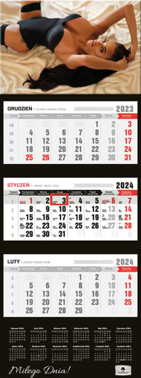 Kalendarz ścienny 2024 miesięczny Pan Kalendarzyk Dziewczyna Pan Kalendarzyk