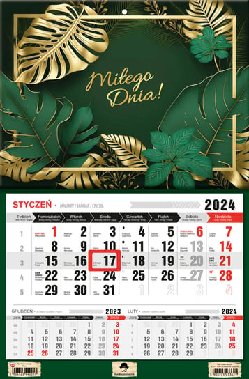 Kalendarz ścienny 2024 miesięczny Pan Kalendarzyk Glamour Green Pan Kalendarzyk