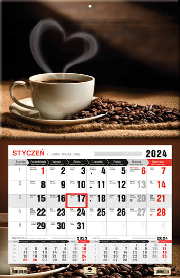 Kalendarz ścienny 2024 miesięczny Pan Kalendarzyk Kawa Pan Kalendarzyk
