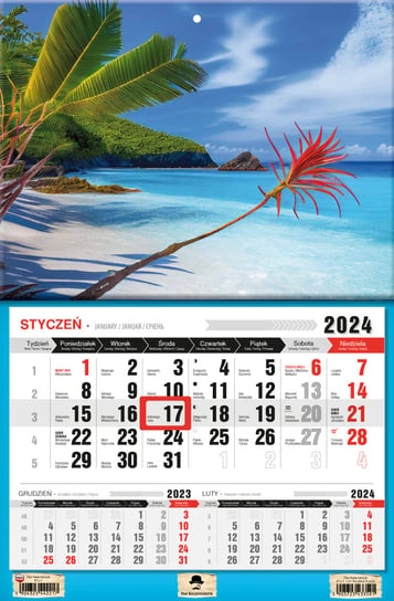 Kalendarz ścienny 2024 miesięczny Pan Kalendarzyk Rajska Plaża Pan Kalendarzyk