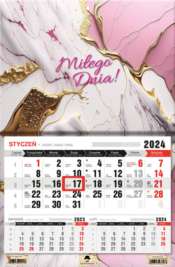 Kalendarz ścienny 2024 miesięczny Pan Kalendarzyk Różowa Abstrakacja Pan Kalendarzyk