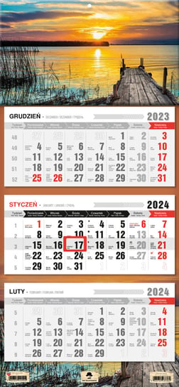 Kalendarz ścienny 2024 miesięczny Pan Kalendarzyk Trójdzielny Mazury Pan Kalendarzyk