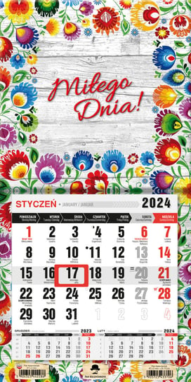 Kalendarz ścienny 2024 miesięczny Pan Kalendarzyk Z Magnesem Mini Folk Pan Kalendarzyk
