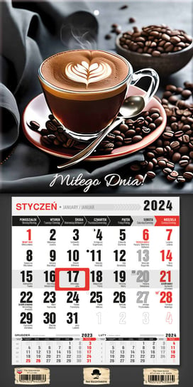 Kalendarz ścienny 2024 miesięczny Pan Kalendarzyk Z Magnesem Mini Kawa Pan Kalendarzyk