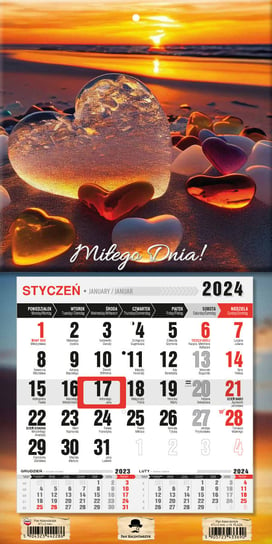 Kalendarz ścienny 2024 miesięczny Pan Kalendarzyk Z Magnesem Mini Plaża Pan Kalendarzyk
