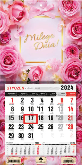Kalendarz ścienny 2024 miesięczny Pan Kalendarzyk Z Magnesem Mini Róże Pan Kalendarzyk