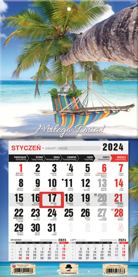Kalendarz ścienny 2024 miesięczny Pan Kalendarzyk Z Magnesem Mini Tropik Pan Kalendarzyk