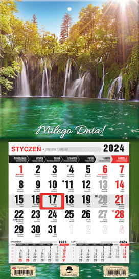 Kalendarz ścienny 2024 miesięczny Pan Kalendarzyk Z Magnesem Mini Wodospad Pan Kalendarzyk