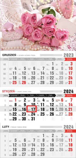 Kalendarz ścienny 2024 miesięczny Pan Kalendarzyk Z Magnesem Róże Pan Kalendarzyk