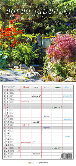 Kalendarz ścienny 2024 miesięczny Parma Press ogród japoński Parma Press
