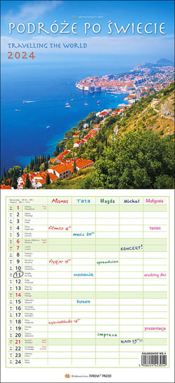 Kalendarz ścienny 2024 miesięczny Parma Press Podróże Parma Press