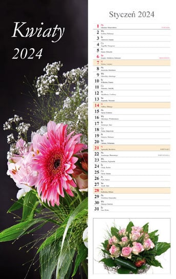 Kalendarz ścienny 2024 miesięczny Radwan Kwiaty Radwan