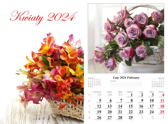 Kalendarz ścienny 2024 miesięczny Radwan Kwiaty Radwan