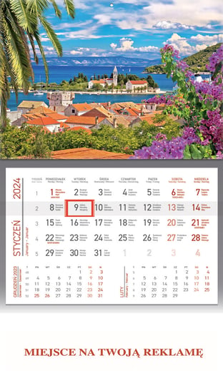 Kalendarz ścienny 2024 miesięczny WOKÓŁ NAS Wyspa Wokół nas