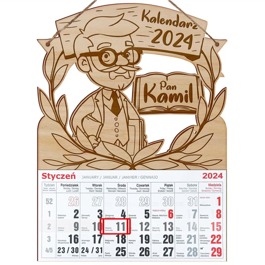 Kalendarz ścienny 2024 miesięczny Wondergift Wondergift