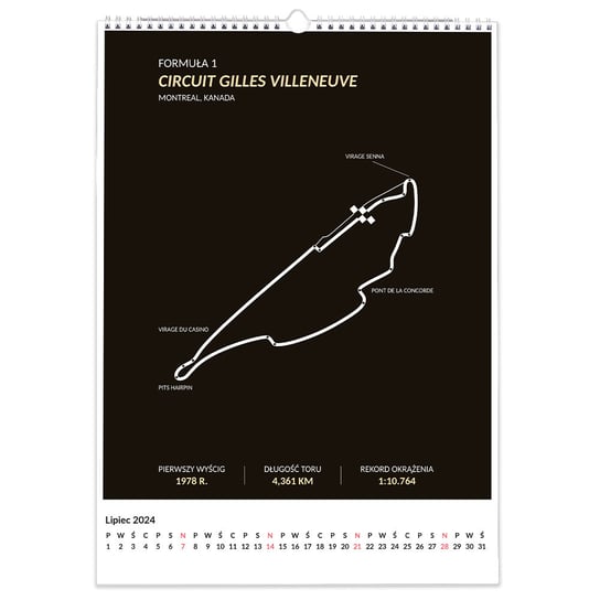 Kalendarz ścienny A3 2024 Kalendarz z torami wyścigowymi F1 czarny Inna marka