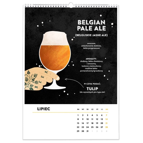 Kalendarz ścienny A3 30x42cm 2024 Kalendarz dla piwosza z rodzajami piw Inna marka
