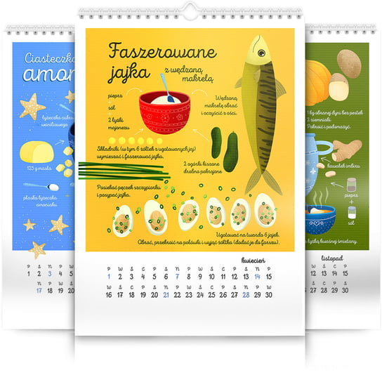 Kalendarz ścienny A3 30x42cm 2024 Kalendarz do kuchni z przepisami Inna marka