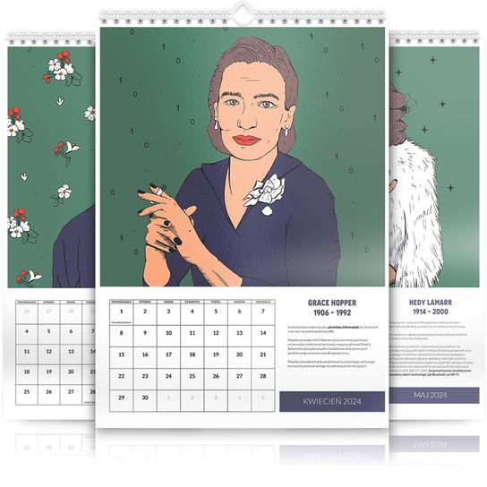 Kalendarz ścienny A3 30x42cm 2024 Kalendarz z inspirującymi kobietami Inna marka