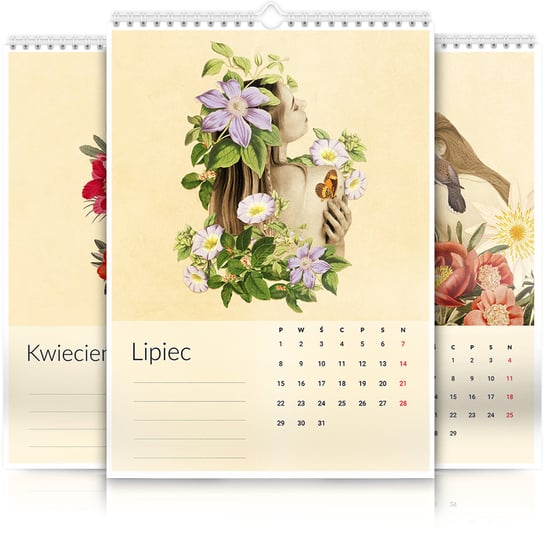 Kalendarz ścienny A3 30x42cm 2024 Kalendarz z kobietami w kwiatach Inna marka