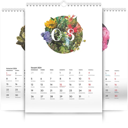 Kalendarz ścienny A3 30x42cm 2024 Kalendarz z kwiatami Inna marka