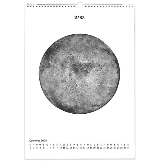 Kalendarz ścienny A3 30x42cm 2024 Kalendarz z planetami czarno-biały Inna marka