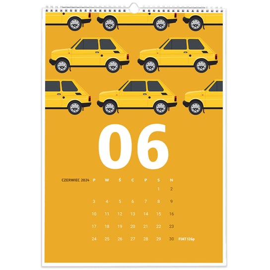Kalendarz ścienny A3 30x42cm 2024 Kalendarz z samochodami PRL Inna marka