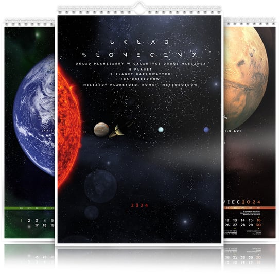 Kalendarz ścienny A3 30x42cm 2024 Kalendarz z Układem Słonecznym Inna marka