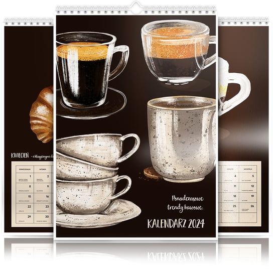 Kalendarz ścienny A3 30x42cm 2024 Rodzaje kawy Planer Inna marka