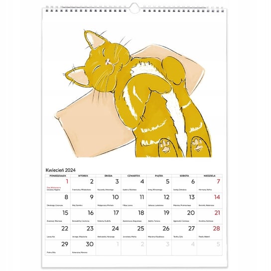 Kalendarz ścienny A3 Rude koty planer Inna marka