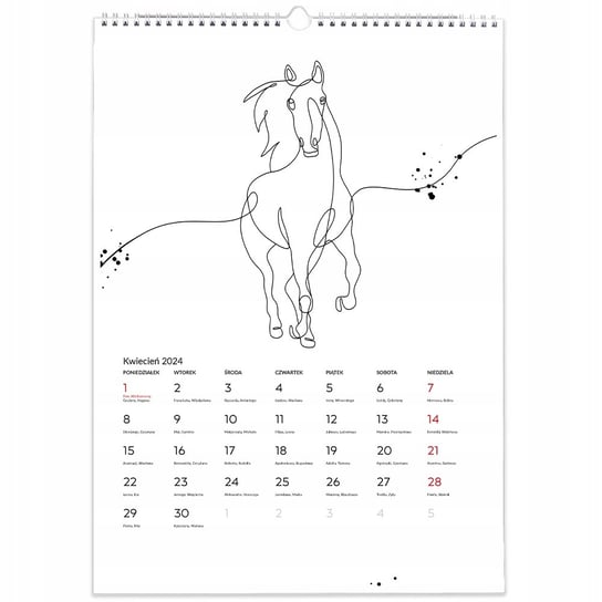 Kalendarz ścienny na 2024 rok A3 Konie białe Inna marka