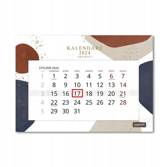 Kalendarz Ścienny Pojedynczy 2024 Abstract A4 / Planerum Inna marka