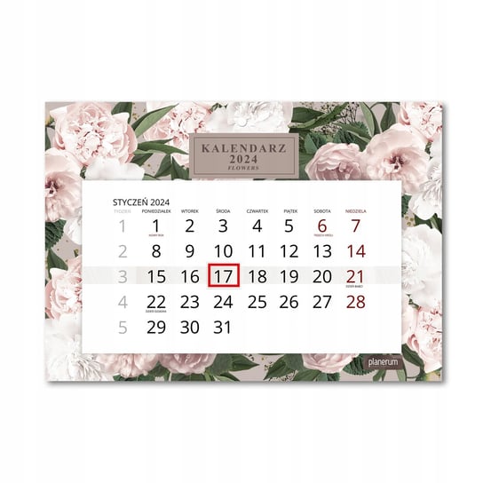 Kalendarz Ścienny Pojedynczy 2024 Flowers A4 / Planerum Inna marka