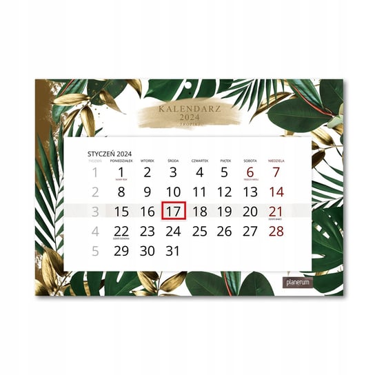 Kalendarz Ścienny Pojedynczy 2024 Tropiki A4 / Planerum Inna marka