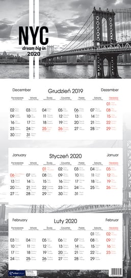 Kalendarz ścienny, trójdzielny 2020, Miasta Interdruk