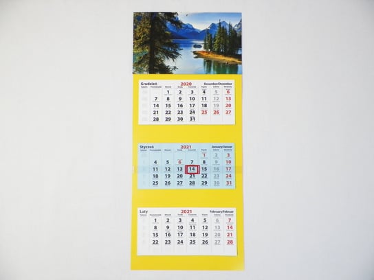 Kalendarz ścienny, trójdzielny 2021, Standard Góry, Jezioro KALTOM
