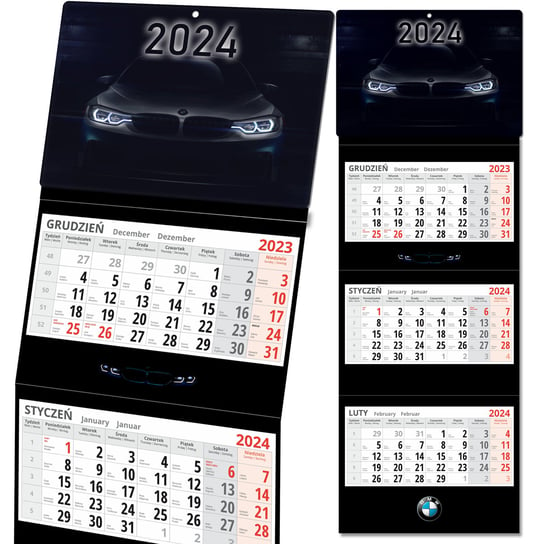 KALENDARZ ŚCIENNY TRÓJDZIELNY NA NOWY ROK 2024 BMW PREZENT Y3 Inna marka