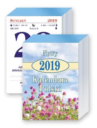 Kalendarz ścienny, zdzierak 2019, Polski, jednodniowy Kastor