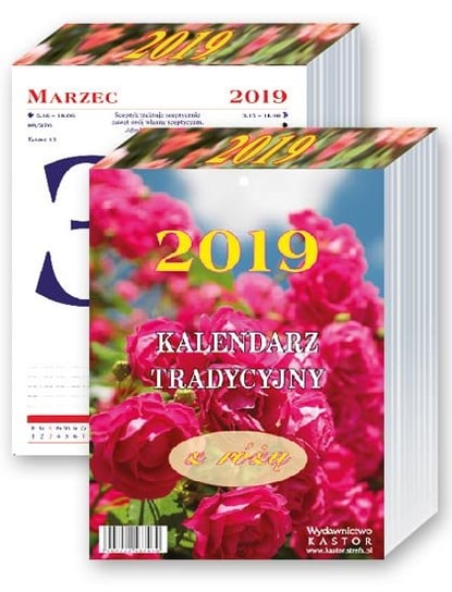 Kalendarz ścienny zdzierak 2019, Tradycyjny z Różą, jednodniowy Kastor