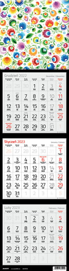 Kalendarz trójdzielny, 2023, Kwadratowy, Różnokolorowy, Z magnesem avanti