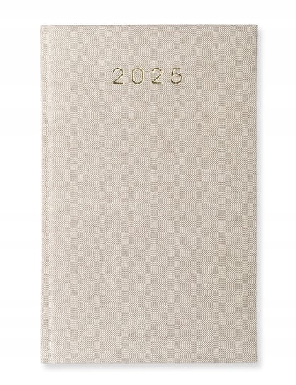 KALENDARZ z notesem książkowy A5 TYGODNIOWY 2025 BEŻOWY LEN Scriba