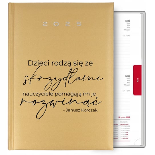 KALENDARZ ZŁOTY A5 2025 DZIENNY PREZENT NA ŚWIĘTO EDUKACJI NARODOWEJ WZORY Inna marka