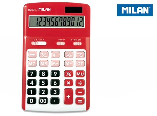 Kalkulator 12 pozycyjny, czerwony Milan