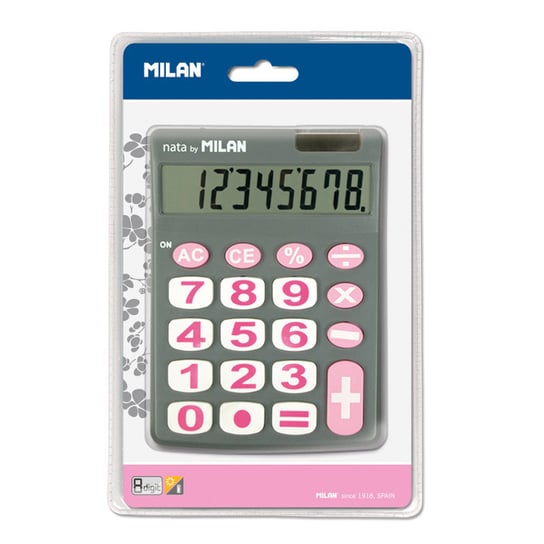 Kalkulator 8 Pozycji Duże Klawisze Szary Milan
