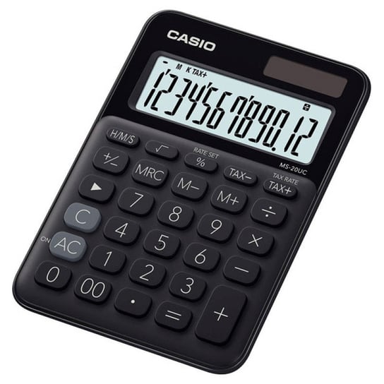 kalkulator biurowy casio ms-20uc-bk-b, 12-cyfrowy, 105x149,5mm, czarny Casio