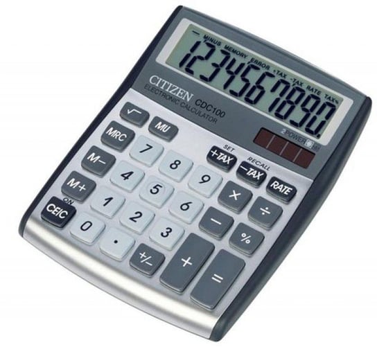 Kalkulator biurowy, CDC-100 WB, 10-cyfrowy, szary Citizen